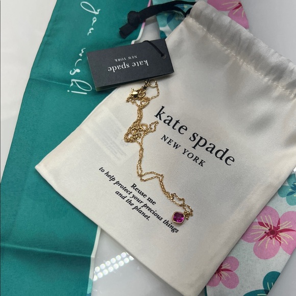 kate spade Jewelry - Kate Spade Gold Chain with Pink Gem